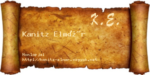 Kanitz Elmár névjegykártya